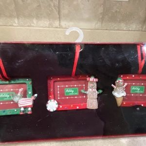3 Kohls Photo Picture Christmas Ornaments Reindeer Snowman Ice Cream Cone Candy